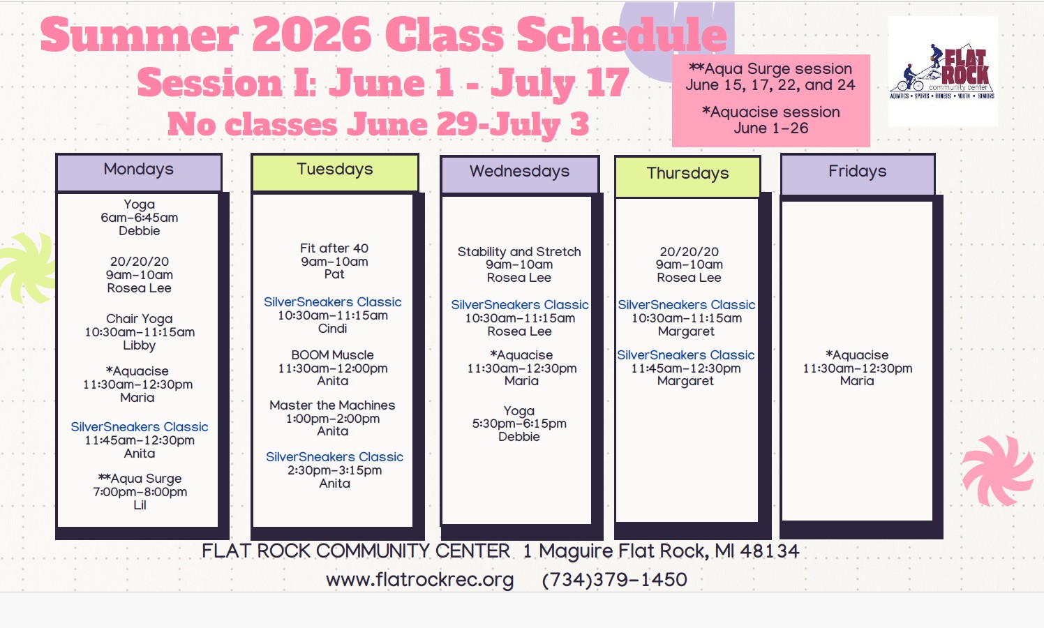 Summer 2026 Class Schedule
